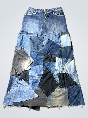 Denim-Patchwork-Maxikleid