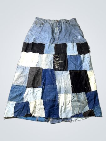 WOLF BLT Patchwork Denim Maxi Rock