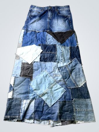 Benetton Jeans Patchwork Denim Maxi Rock