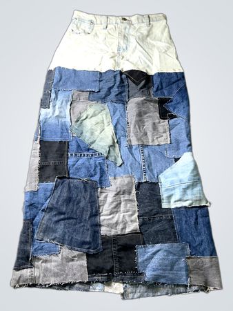 Fliegender Drache Patchwork Denim Maxi Rock