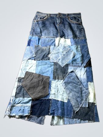 Patchwork Denim Maxirock