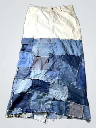 Patchwork Denim Maxi Rock