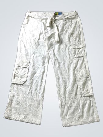 White Cargo Pants with Belt