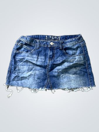 TOTAL GIRL Denim Skirt with Distressed Hem