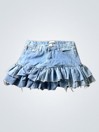 Route 66 Denim Rüschenshirt