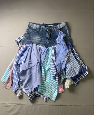 Jeansrock mit Patchwork-Stoffpaneelen