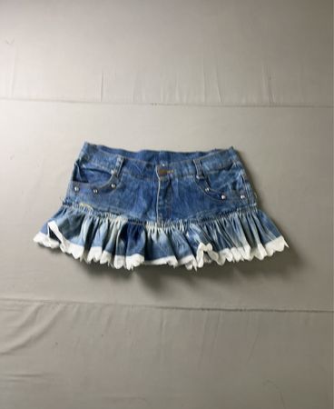 Denim-Rüschensminirock