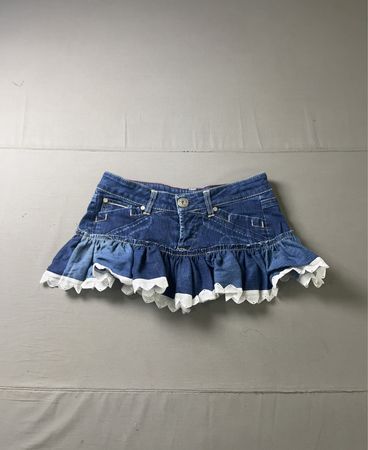 Denim Rüschensaumrock