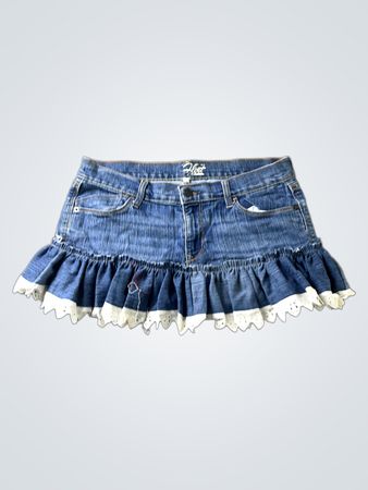 Flirt Denim Minirock mit Raffung und Spitze
