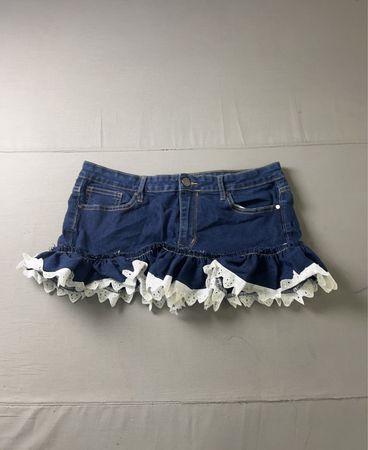Calvin Klein Jeans Denim-Minirock mit Rüschensaum
