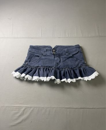 Jeansrock mit Rüscheneinsatz