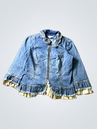 Simon Chang Denim Jacket with Ruffles
