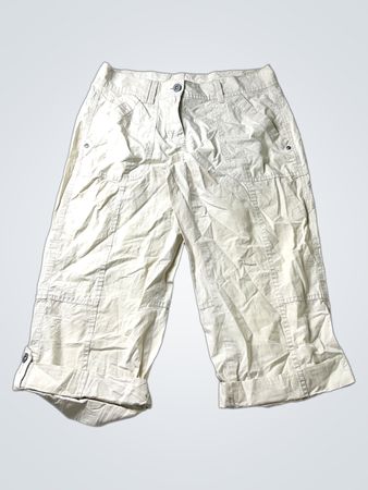 Cream Cargo Capri Pants