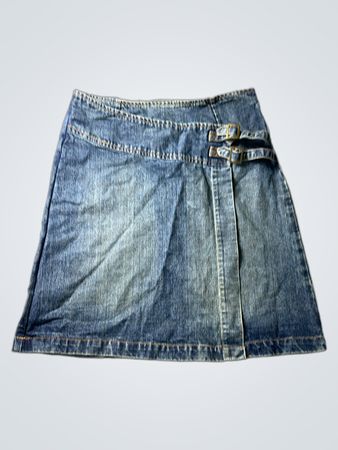 Denim Skirt with Buckle Detail