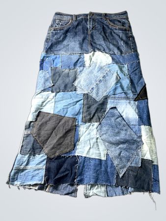 Upcycled Diesel Patchwork Denim Maxi Skirt