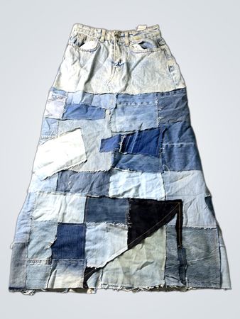 Upcycled Tally Weijl Patchwork Denim Maxi Skirt