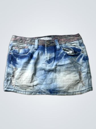 FENG HUANG JIU Distressed Denim Mini Skirt