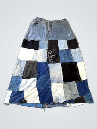 BLAK WOLF Patchwork Denim Maxirock
