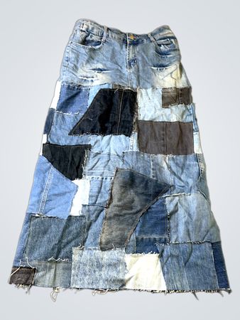 SUSHAAN JEANS WEAR Patchwork Denim Maxi Rock