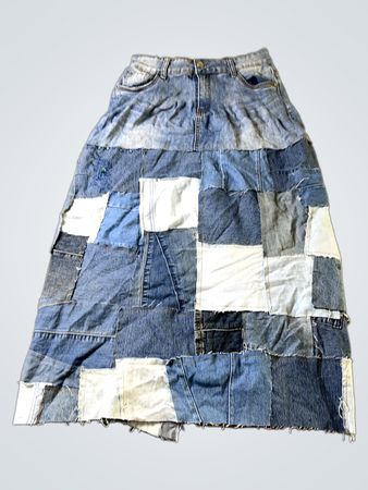 Patchwork Denim Maxikleid