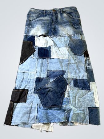 ONLY Patchwork Denim Maxi Rock