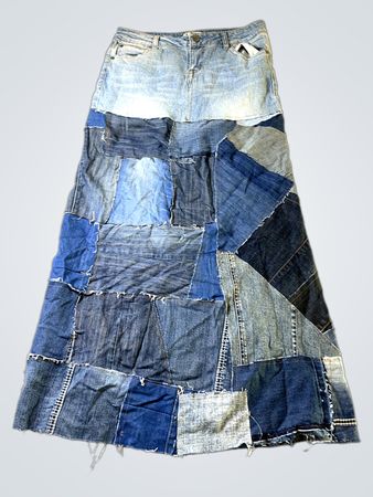Patchwork Denim Maxirock