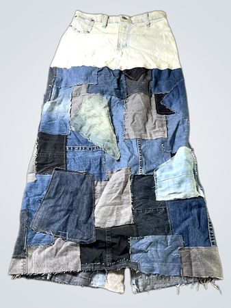FLYING DRAGON Patchwork Denim Maxi Rock