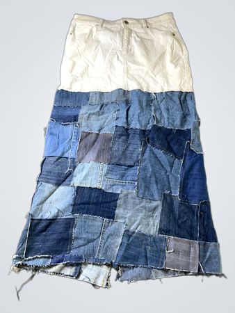 Patchwork Denim Maxi Rock