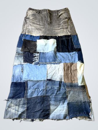 Patchwork Denim Maxirock