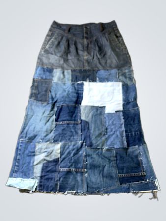 Patchwork Denim Maxi Rock