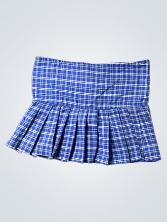 Blaues kariertes Faltenrock