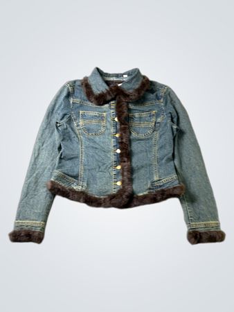 VEX JEANS Denim Jacket with Fur Trim
