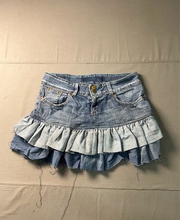 Upcycled Lucky Brand Denim Ruffled Minirock