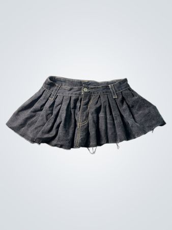 Upcycled Dark Wash Denim Faltenrock