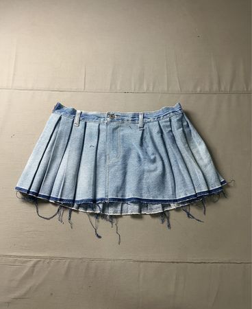 Upcycling Denim Plissee Minirock