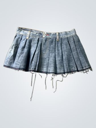 Aufgewerteter Denim Falten-Minirock