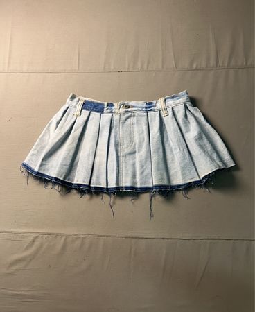 Upcycled Denim Plissierter Minirock