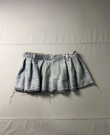 Upcycled Denim Plissee Minirock