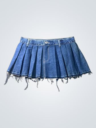 Denim Faltenrock mit gesäumtem Saum