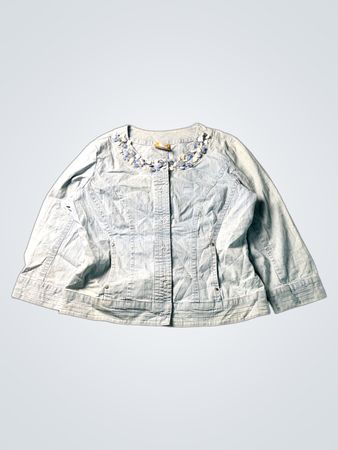 Ruby Rd. Blue Denim Jacket with Embellished Collar