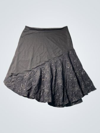 CANDA Women's Black Lace Trim Skirt