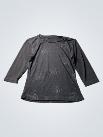 Chemise noire à manches longues avec un motif tourbillon scintillant