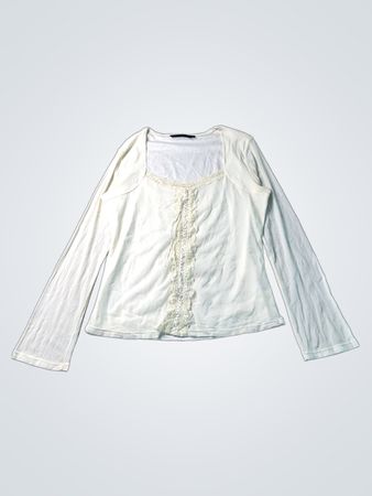 KappAhl Blanc Haut à Manches Longues avec Dentelle
