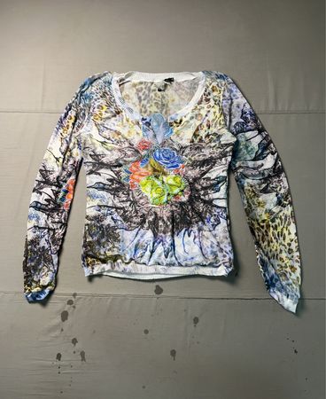 Etoile de Monde Damen Langarm V-Ausschnitt Top