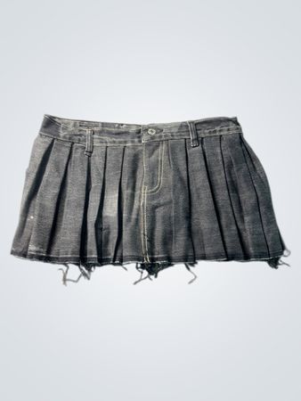 Jeans Falten Minirock mit rohem Saum