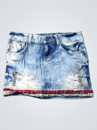 Jupe en denim XBD JEANS avec bord rouge