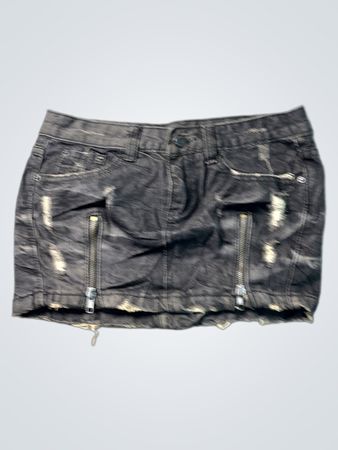 Distressed Denim Mini Skirt