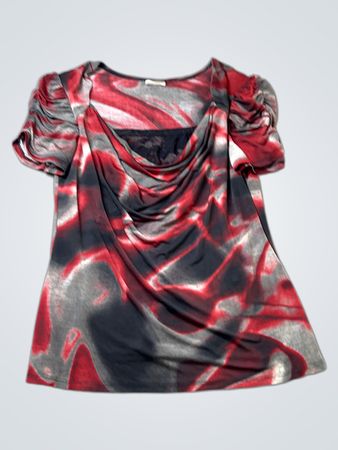 Cielotelo Rot- und Schwarzwirbel-Print-Top