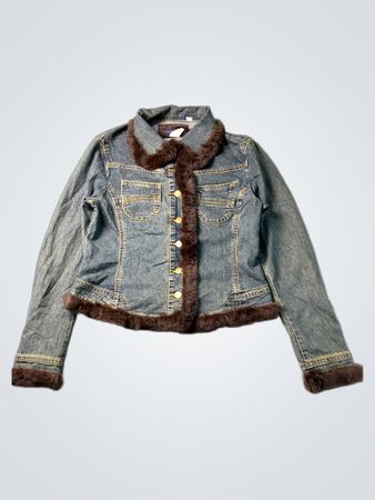 Vex Jeans Denim Jacket with Fur Trim