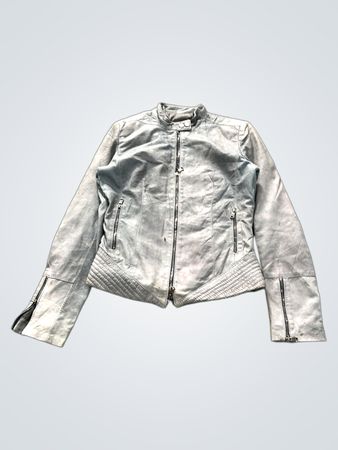 EMANUELA Women's Grey Leather Jacket